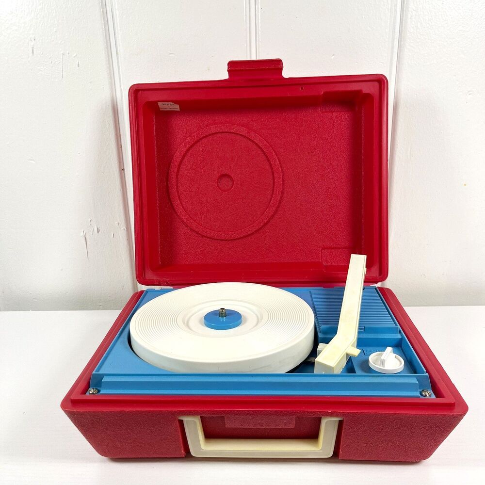 Vintage Sears Solid State Record Player Model 29020600 Red Blue 33 45 RPM -Works